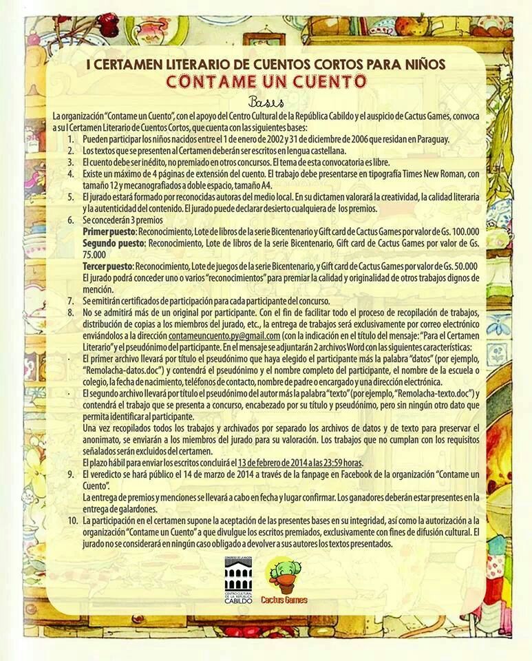 Tan rápido como un flash barro Pulido PRIMER CERTAMEN LITERARIO DE CUENTOS CORTOS “CONTAME UN CUENTO” (Paraguay)  - Escritores.org - Recursos para escritores